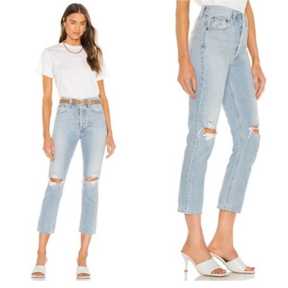 Agolde Riley High Rise Straight Crop in Clear Skies - Picture 2 of 10